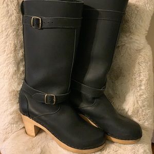 Sven Clogs Original Black Leather Clog Boots Women’s Size 9.5